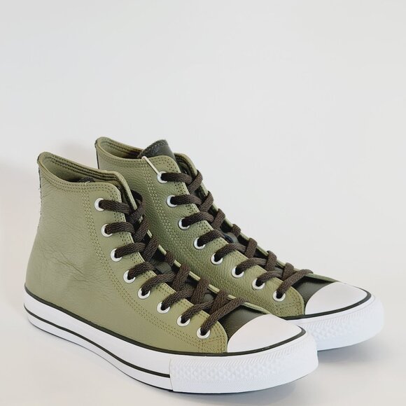 Converse CTAS Hi Mossy Sloth/Cave Green Leather Unisex Sneakers A06571C NWT - Picture 1 of 6